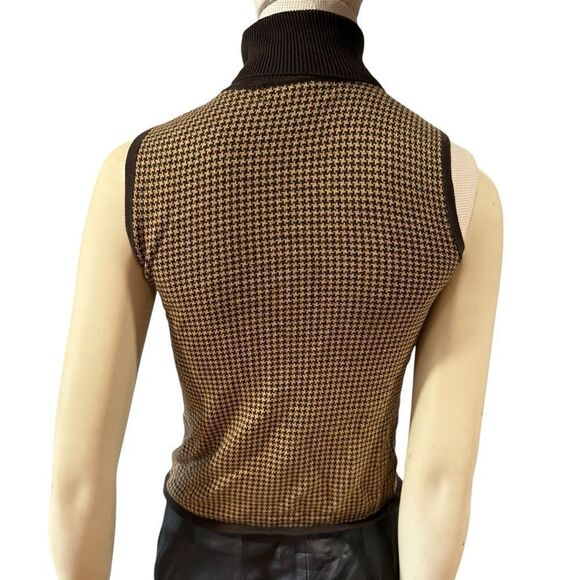 Petite Sophisticate Vintage Chocolate Brown Sleeveless Turtleneck Sweater Tank - Picture 5 of 10